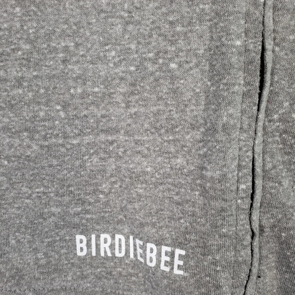 Birdiebee Gray Fleece Knit Front Zip Raw Hem Hi Lo Graphic Jacket Sz S. - Picture 5 of 8